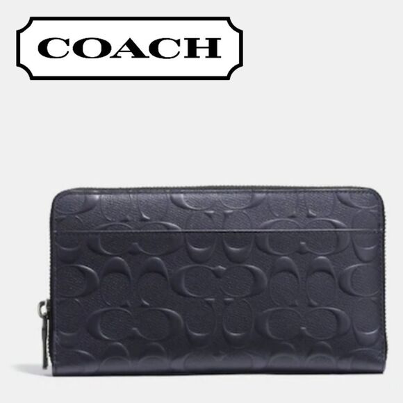 RETAIL Coach Signature C Embossed Continental Zip Around Wallet in Midnight - Picture 1 of 9